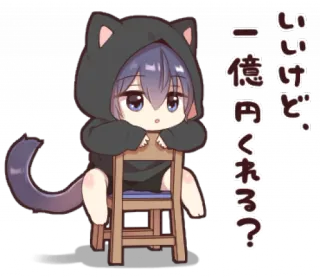 🎱 いいけど。
一億円くれる? Anime, Manga, Chat, Mignon, Japonais, Sweat à capuche telegram sticker