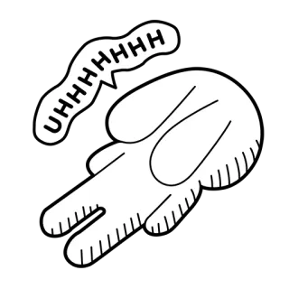 😞 UHHHHHH confused, hand gesture, cartoon, white, outline, expression telegram sticker