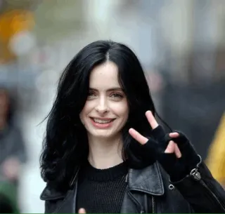🥀 Jessica Jones Marvel Jessica Jones, Krysten Ritter, Marvel, Actrice, Portrait, Signe de paix, Femme telegram sticker