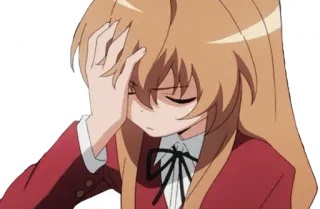 😑 Taiga Aisaka Toradora! Anime, Chica, Frustrada, Dolor de cabeza, Cansada, Facepalm telegram sticker
