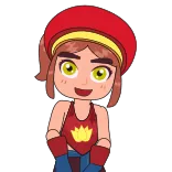 💪 Dessin animé, Personnage, Fille, Rouge, Mignon, Animation telegram sticker
