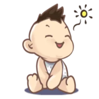 🧖‍♂ bebé, dibujos animados, lindo, sentado, feliz, bebé whatsapp sticker