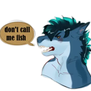 🦈 don't call me fish Furry, Antropomorfo, Pez, Tiburón, Dibujo animado, Sticker telegram sticker
