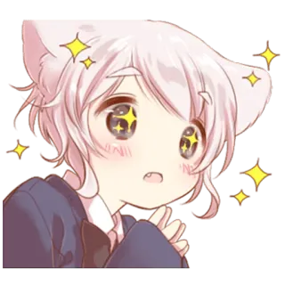 😧 Anime, Kawaii, Gatto, Carino, Manga, Scintillio telegram sticker