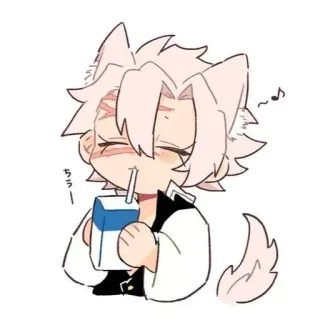 🤍 ちゅー 动漫, Q版, 猫耳, 可爱, 饮用 telegram sticker