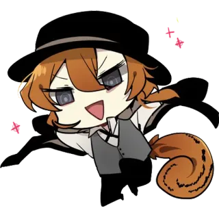 😈 Chuuya Nakahara Bungou Stray Dogs Anime, Chibi, Charakter, Cartoon, Fanart telegram sticker