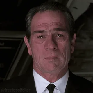 😢 @freetopsticker Tommy Lee Jones, Agent K, Men in Black, Meme, Expressie, Gezicht, Film, Beroemdheid telegram sticker
