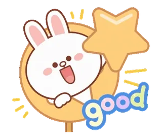 ⭐ good Мультфильм, Кролик, Милый, Хорошо, Звезда telegram sticker