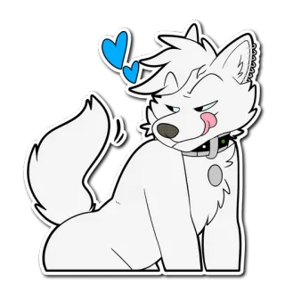 😘 Furry, Wolf, Wit, Harten, Cartoon telegram sticker