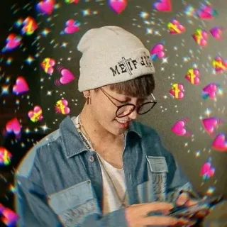❤️ ME IF IDK 人物, 眼镜, 帽子, 爱心, 名人, kpop telegram sticker