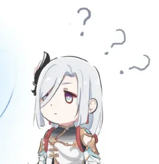 🌟 Shenhe Genshin Impact Anime, Genshin Impact, Shenhe, Pontos de interrogação, Fofo, Chibi telegram sticker