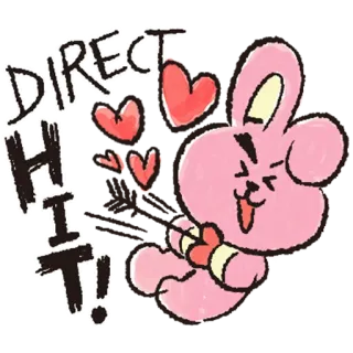 💘 DIRECT HIT! cartoon, rabbit, pink, heart, cute, hit telegram sticker