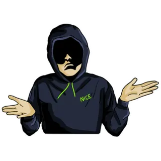 🤷‍♂️ NICE persona, sudadera con capucha, agradable, encogiéndose de hombros, gesto telegram sticker