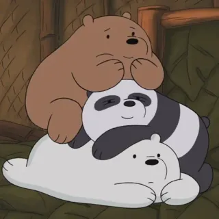 🤗 Ice Bear We Bare Bears クマ, マンガ, 積み重ね, かわいい, トリオ, 面白い telegram sticker