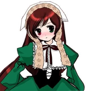 ❤️ cô gái anime, manga, hoạt hình, dễ thương, váy, tóc đỏ, dị sắc tố mống mắt telegram sticker