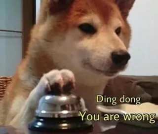 🤭 Ding dong
You are wrong hond, shiba inu, meme, bel, grappig, incorrect telegram sticker