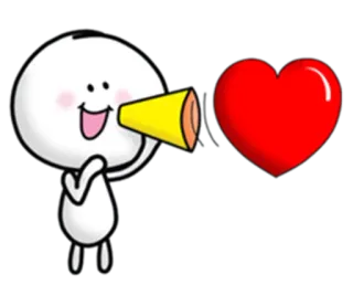 🎺 cartone animato, amore, cuore, megafono, carino, personaggio telegram sticker