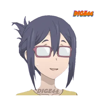 🤓 DIGE44 anime, woman, glasses, sweat, cartoon, character telegram sticker