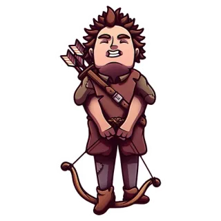 🏹 Arqueiro, Desenho animado, Fantasia, Arco e flecha, Caçador, Aventura, Guerreiro, Personagem telegram sticker