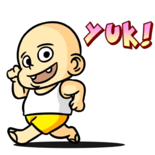 🚔 yuk! baby, cartoon, running, yuk, emoji, toddler telegram sticker