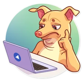 😕 Hund, Cartoon, Tier, Laptop, Denken, Computer whatsapp sticker