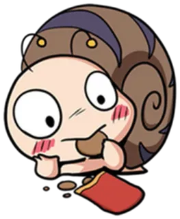 😋 siput, anime, kartun, imut, makan, chibi, kawaii whatsapp sticker