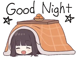 😴 Good Night boa noite, dormindo, fofo, anime, estrelas, kawaii, menina, cobertor telegram sticker