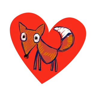 ❤️ zorro, corazón, animal, lindo, amor, dibujos animados, fauna whatsapp sticker
