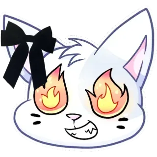 🔥 猫, 炎, 火, 目, 怒り, 動物, 漫画 telegram sticker