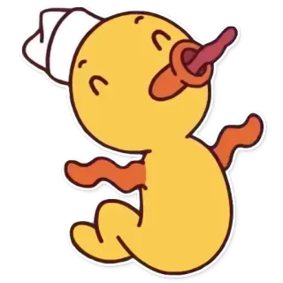 😬 утка, малыш, мультфильм, соска telegram sticker