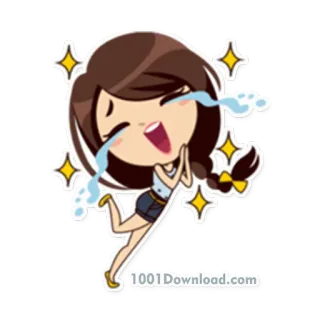 😌 cartoon, girl, emotions, crying, happy telegram sticker
