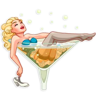 🍸 woman, cocktail, blonde, party, relaxation, drink telegram sticker