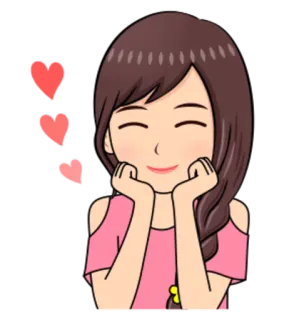 😘 Desenho animado, Mulher, Corações, Amor, Fofo, Garota whatsapp sticker