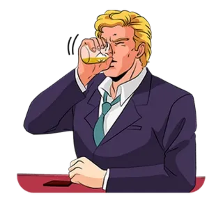 🍺 homem, bebendo, terno, loiro, retrô, anime telegram sticker
