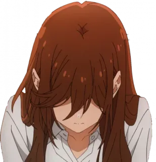 😨 Anime, Triste, Garota, Cabelo Comprido, Cabelo Castanho, Hori-san telegram sticker
