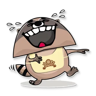 🤣 ПРАВІЧКО 너구리, 만화, 동물, 웃음, 앞치마 telegram sticker