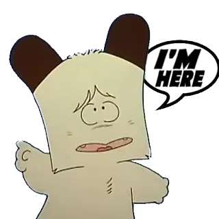 🙋 I'M HERE kreskówka, postać, dymek telegram sticker
