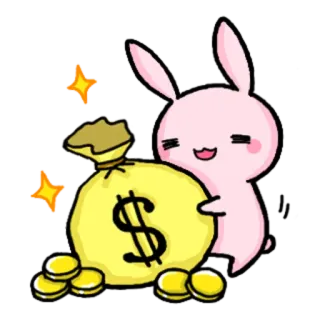 🤑 lapin, argent, richesse, mignon, dessin animé, dollar, fortune whatsapp sticker