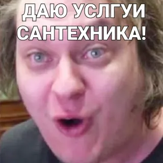 😑 ДАЮ УСЛУГИ САНТЕХНИКА! Klempner, Dienstleistungen, Russisch, Lustig, Mann telegram sticker