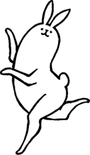💃 coniglio, animale, cartone animato, bianco, line art telegram sticker