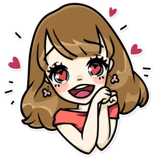 😍 Мультфильм, Девочка, Аниме, Сердечки, Милый, Любовь, Нежный telegram sticker