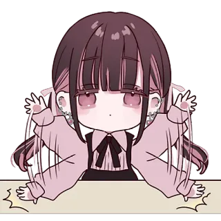 😬 Anime meisje, Kawaii, Schattig, Chibi, Personage, Roze, Meisje telegram sticker