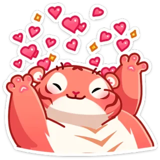 ❤ น่ารัก, สัตว์, หัวใจ, ความรัก, มีความสุข, ภาพประกอบ, คาวาอิ telegram sticker