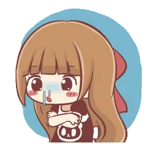 🍞 Мультфильм, Девочка, Болен, Простуда, Насморк, Аниме, Наклейка telegram sticker