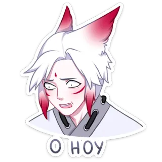 😳 О НОУ anime, zmartwiony, kreskówka, wyraz, kocie uszy telegram sticker