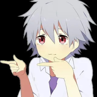 😶 Kaworu Nagisa Neon Genesis Evangelion อนิเมะ, คาวoru, นางิสะ, อีวานเกเลียน, ชี้, ตัวละคร telegram sticker
