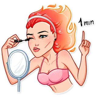 ☝ 1 min wanita, makeup, maskara, kecantikan, gadis whatsapp sticker
