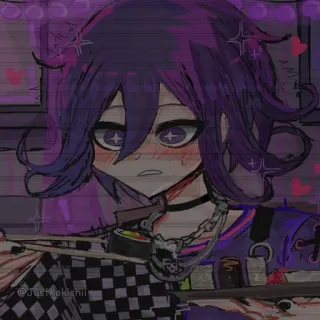 😳 Kokichi Oma Danganronpa V3 @JustKokichii Anime, Danganronpa, Kokichi Oma, Digitale Kunst, Fanart, Charakter, Lila, Essen telegram sticker
