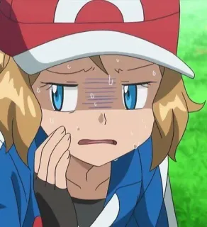 🤭 Serena Pokemon серена, покемон, аниме, обеспокоенный, нервный whatsapp sticker