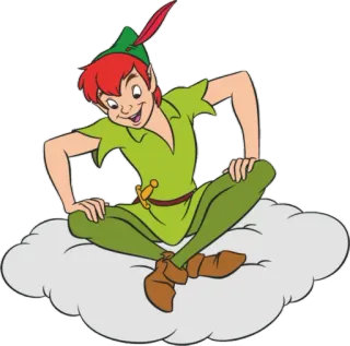 😃 Peter Pan ปีเตอร์แพน, การ์ตูน, ดิสนีย์, แฟนตาซี, บิน, เมฆ telegram sticker